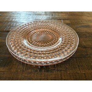Vintage Anchor Hocking Hobnail Pink 8.5 Inch Glass Luncheon Plates Pair Of 2